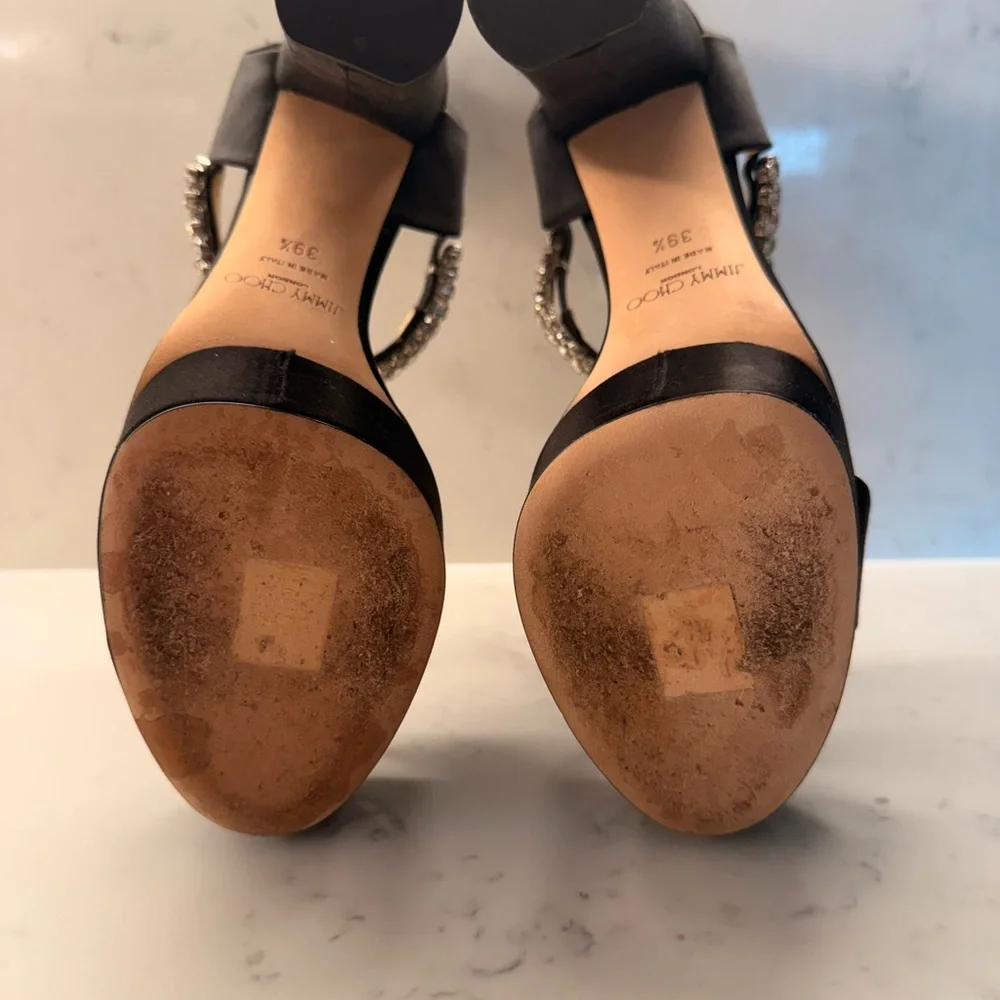 Jimmy Choo Santina 125 Black Satin platform sandals - Picture 3 of 9